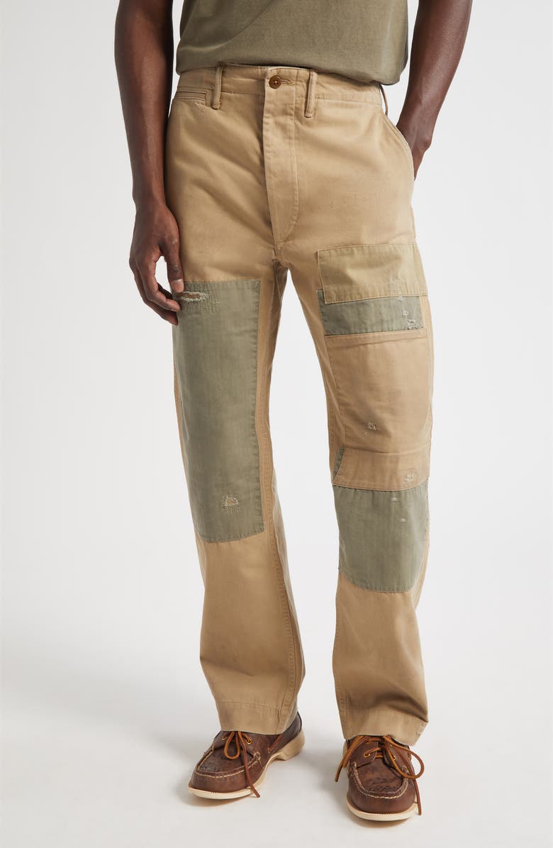 Double RL Flat Front Rip & Repair Cotton Twill Field Chinos, Main, color, New Military Khaki