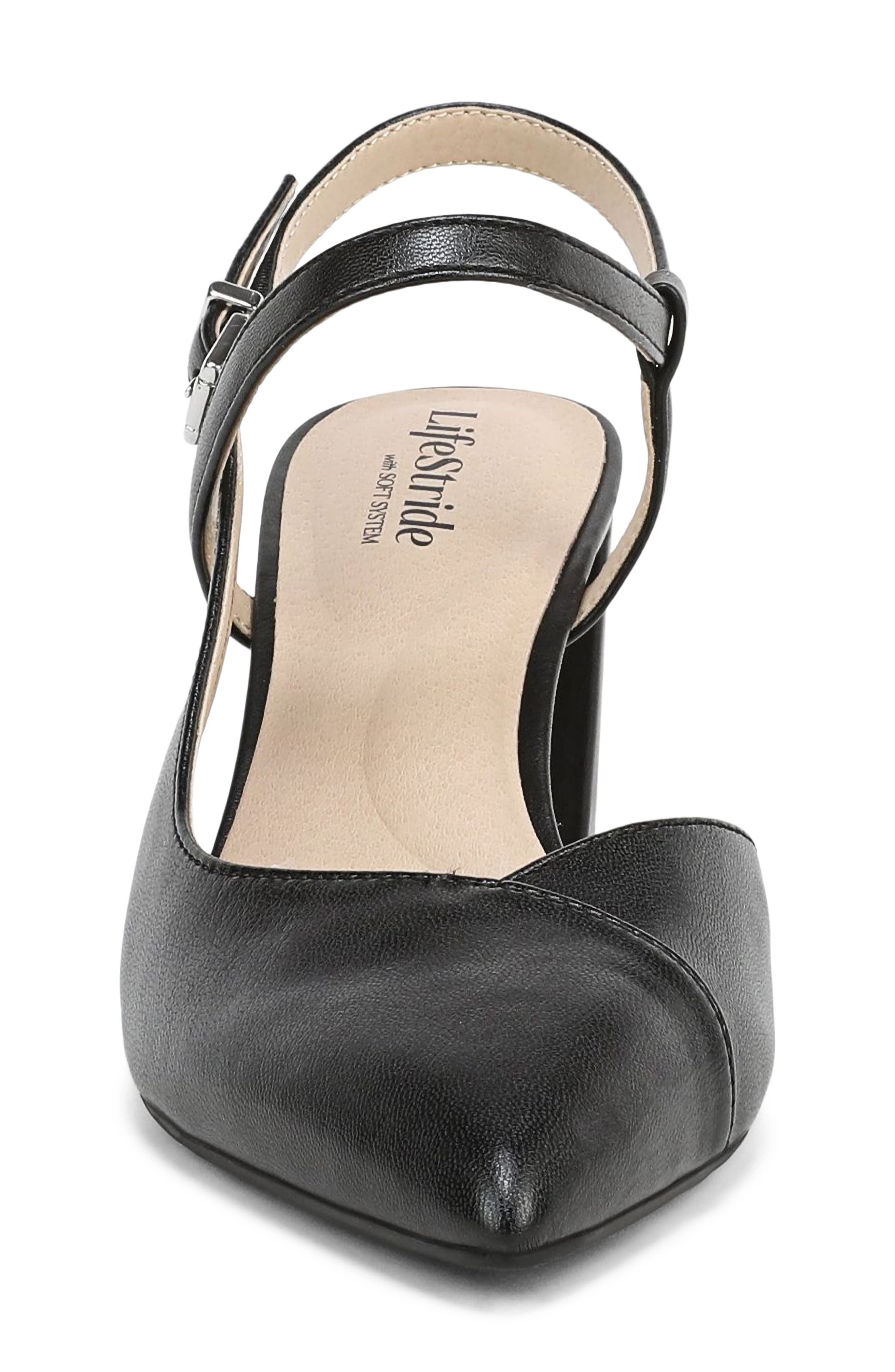 LifeStride Raelynn Slingback Half d'Orsay Pointed Toe Pump, Alternate, color, Black