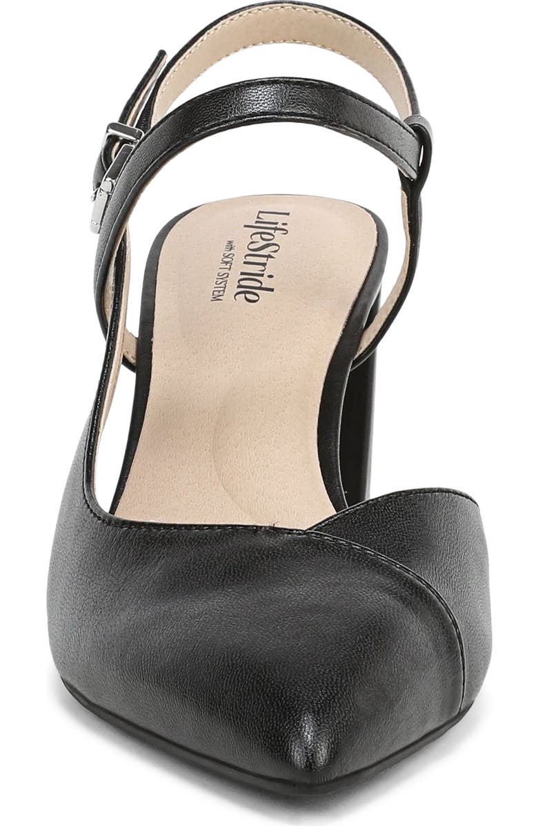 LifeStride Raelynn Slingback Half d'Orsay Pointed Toe Pump, Alternate, color, Black