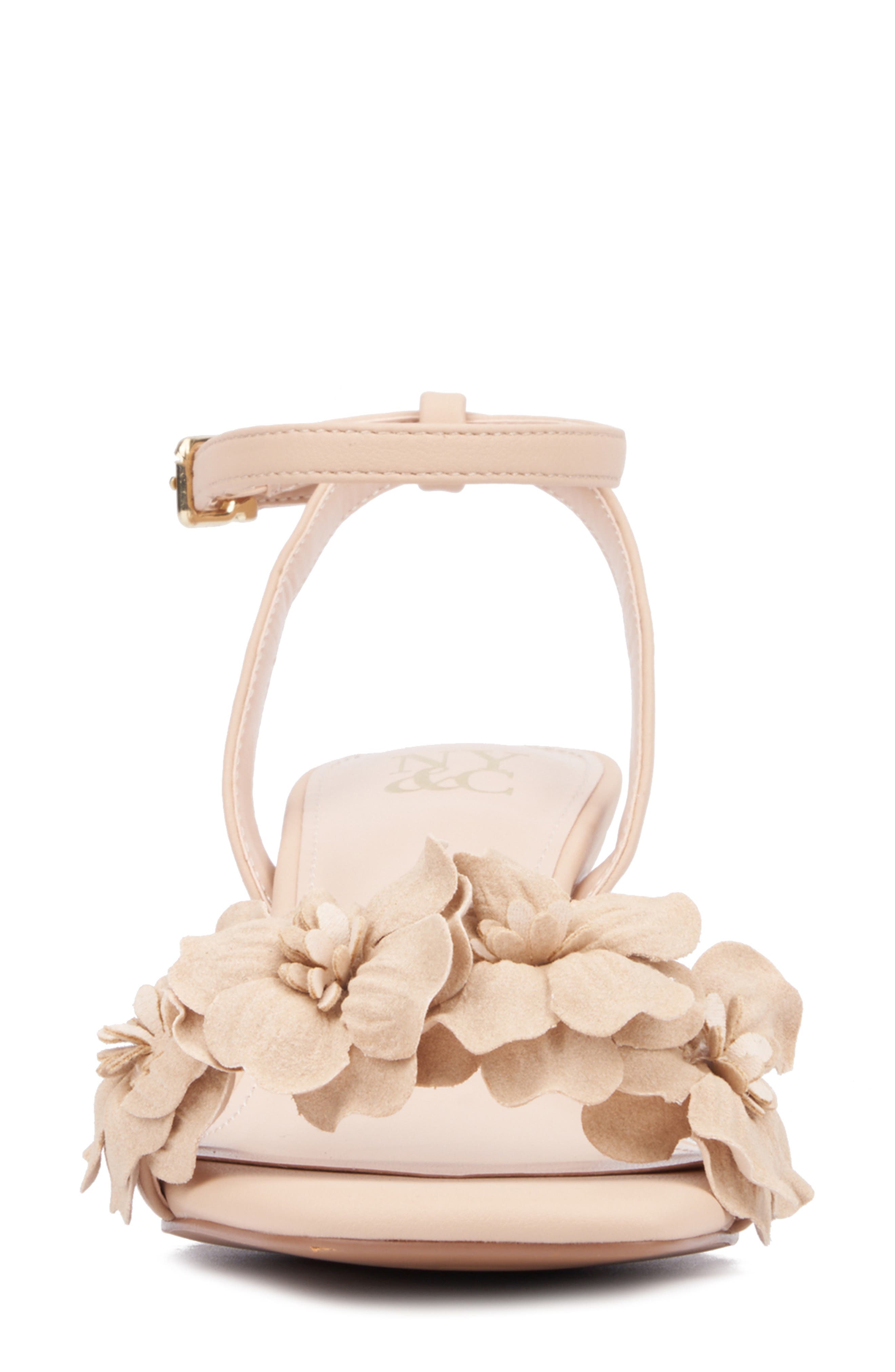 NEW YORK AND COMPANY Gwendolyn Flower Strap Sandal, Alternate, color, Beige