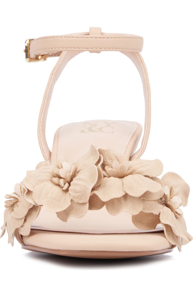 NEW YORK AND COMPANY Gwendolyn Flower Strap Sandal, Alternate, color, Beige