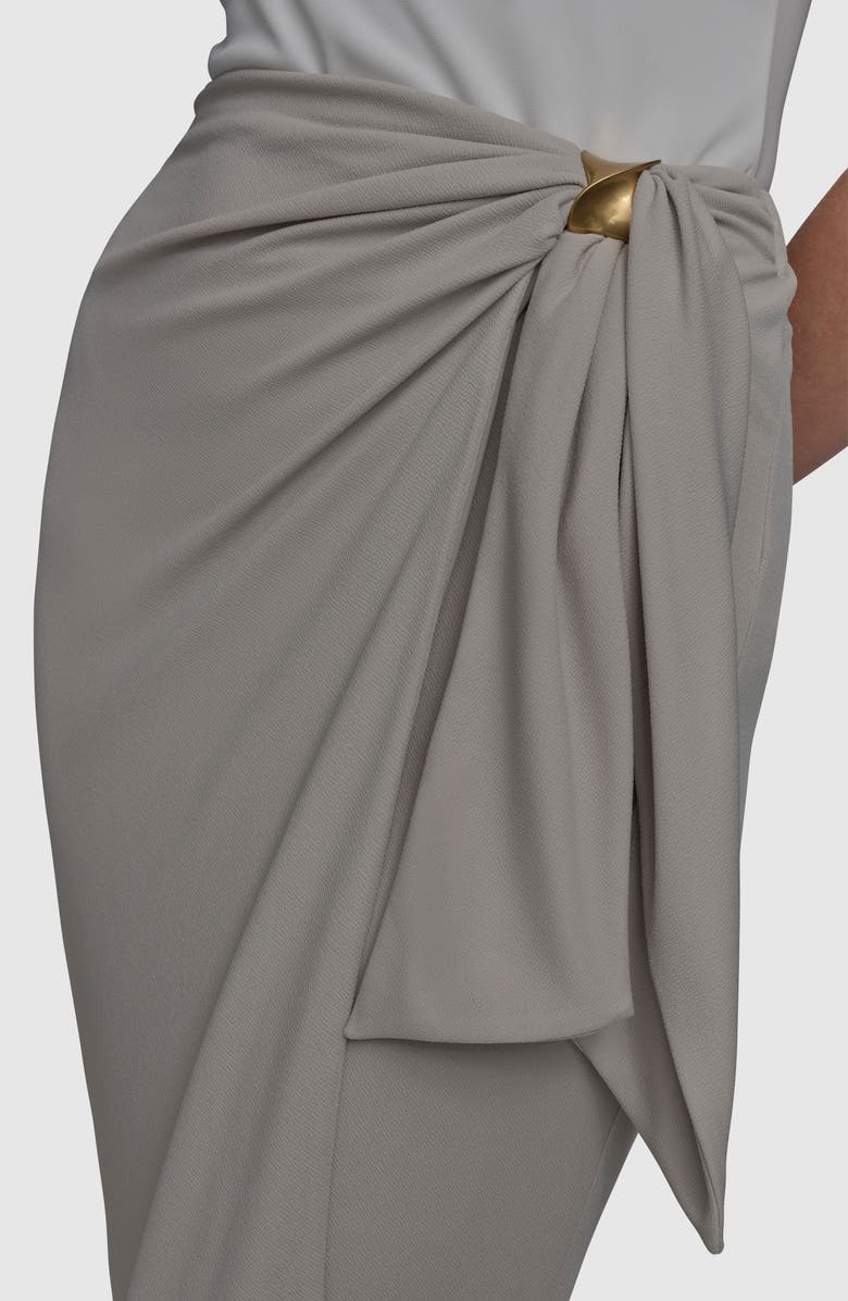 Donna Karan New York Gathered Waist Faux Wrap Skirt, Alternate, color, Tuscan Grey