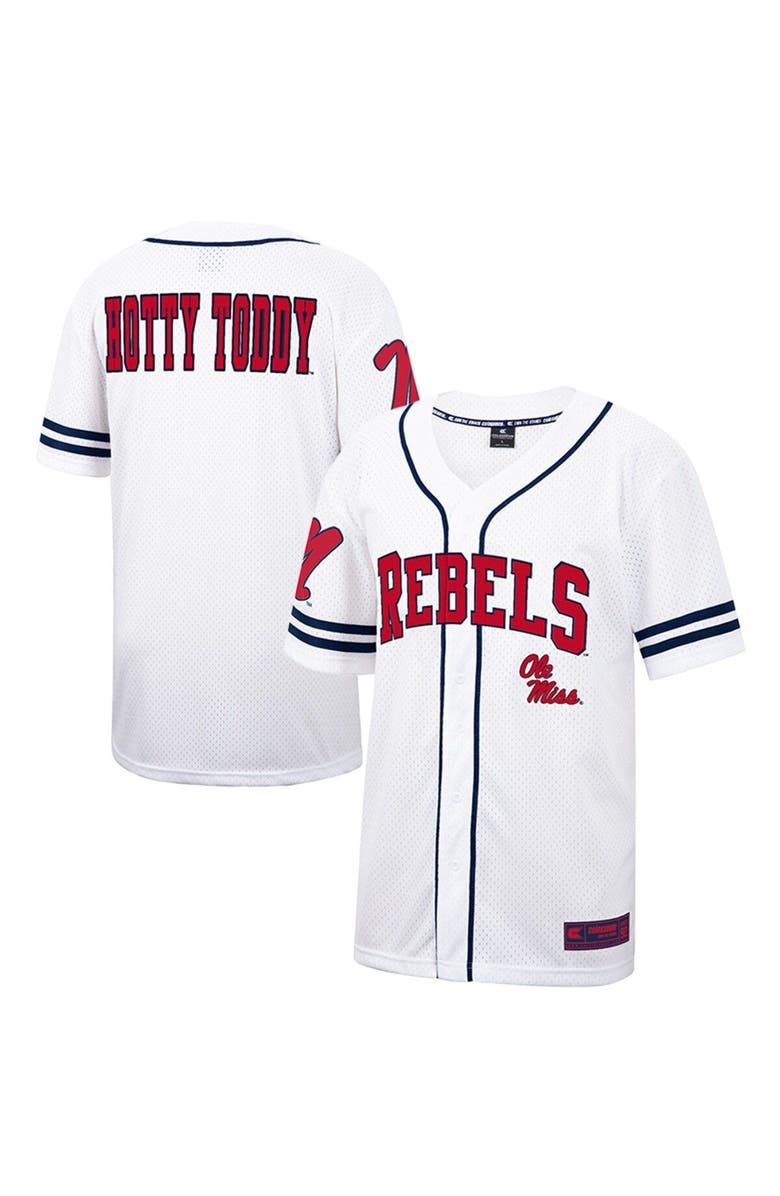 COLOSSEUM Men's Colosseum White Ole Miss Rebels Free Spirited Mesh Button-Up Baseball Jersey, Main, color, 