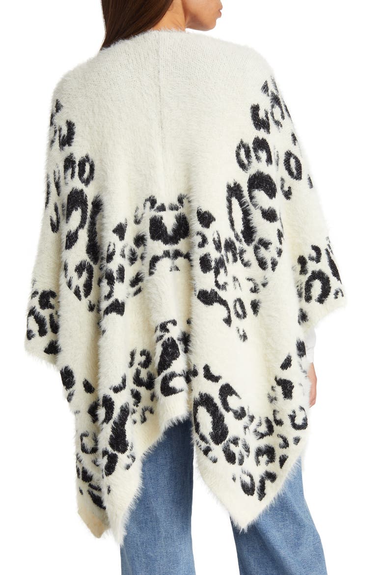 Leopard Jacquard Ruana, Alternate, color, CREAM