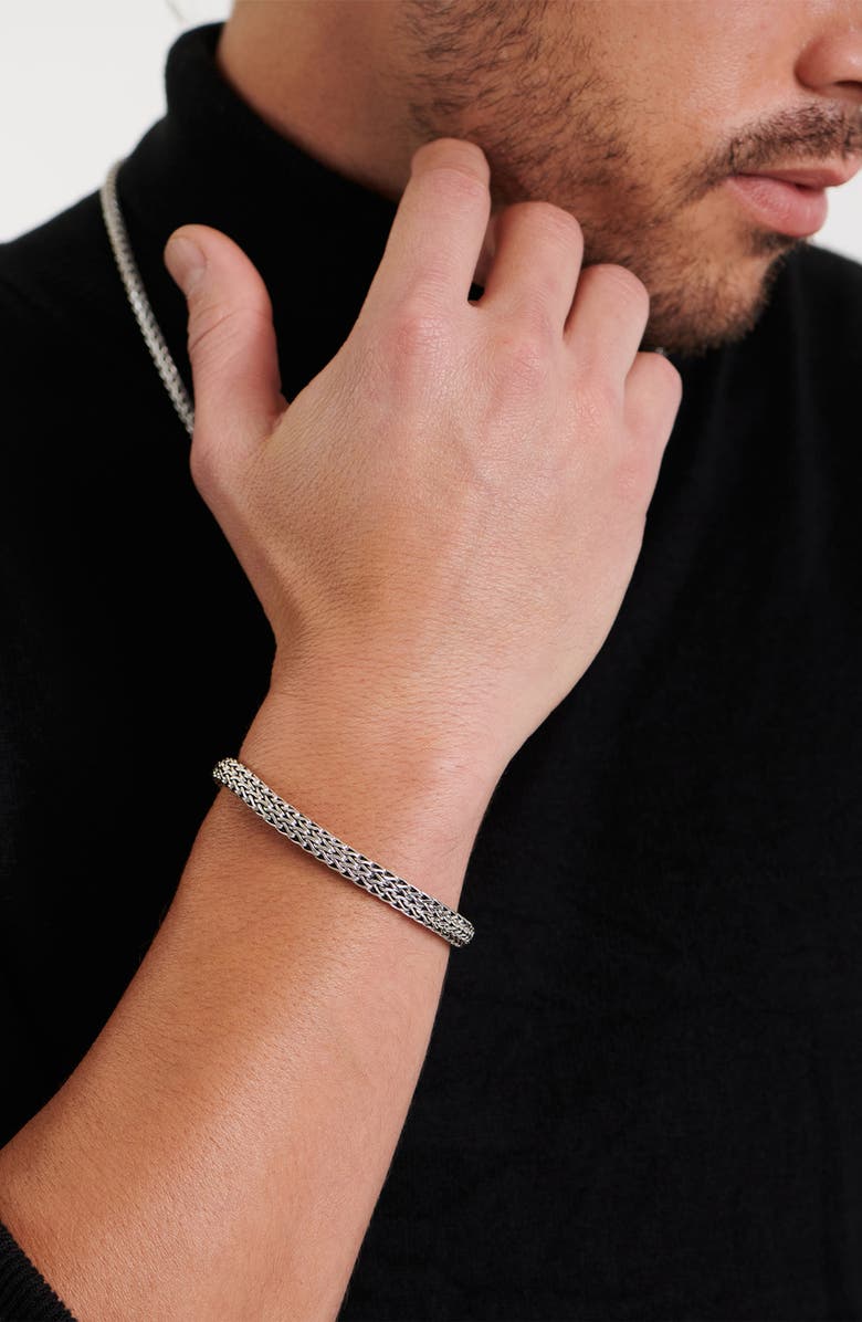 DEVATA Gender Inclusive Sterling Silver Dragon Bone Oval 7mm Chain Bracelet, Alternate, color, Silver