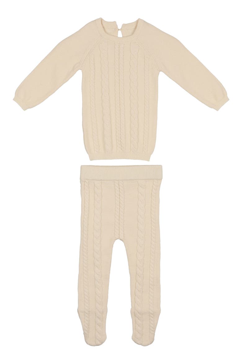 Cable Knit Cotton Top & Leggings Set, Main, color, IVORY