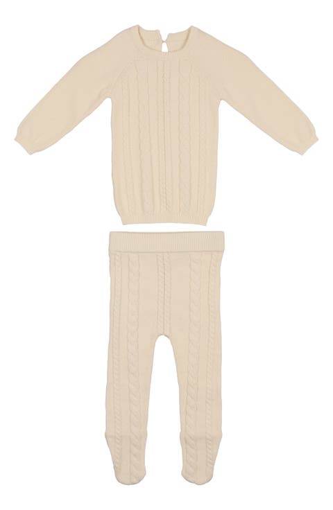 Cable Knit Cotton Top & Leggings Set (Baby)