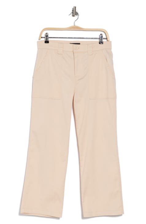 Relaxed Twill Crop Bootcut Pants