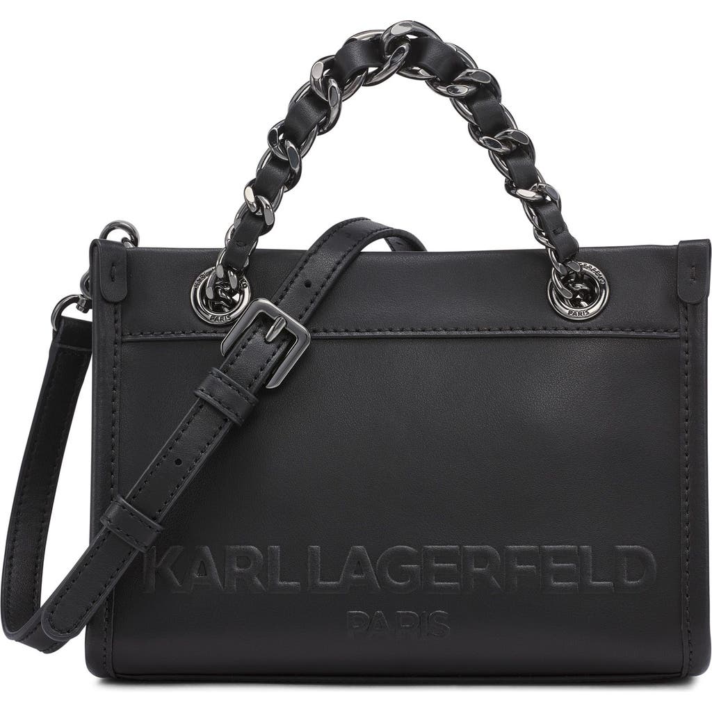 Karl Lagerfeld Savoie Small Leather Crossbody In Black