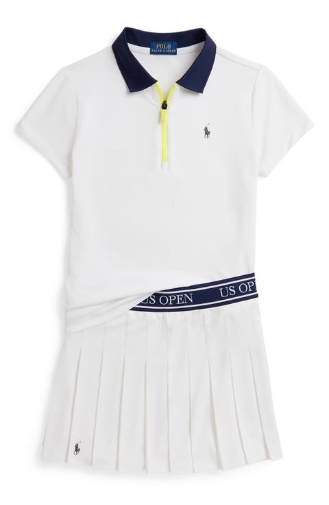 Kids' Tech Half Zip Piqué Polo & Tennis Skort Set