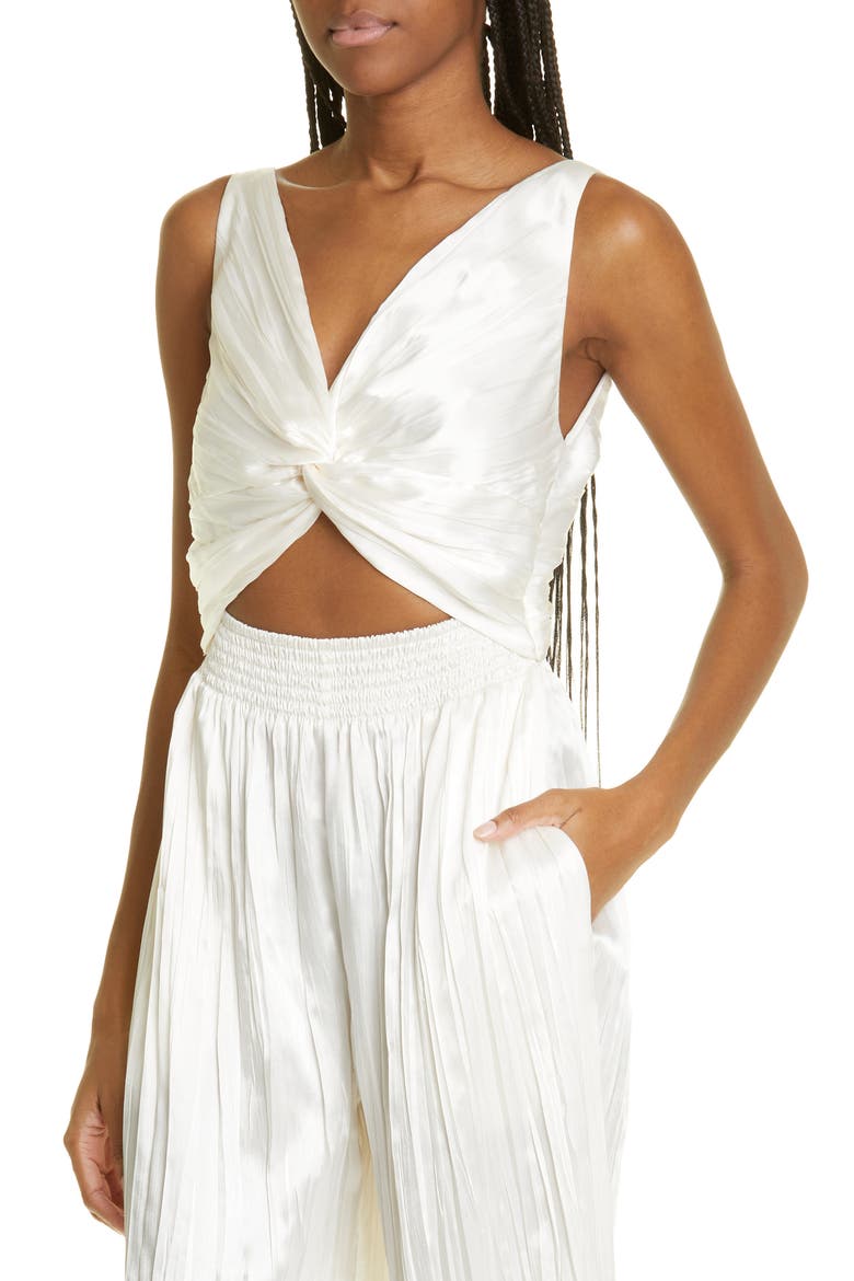 Brendaly Cutout Wide Leg Satin Jumpsuit, Alternate, color, IVORY SUBTLE SHINY PLEAT