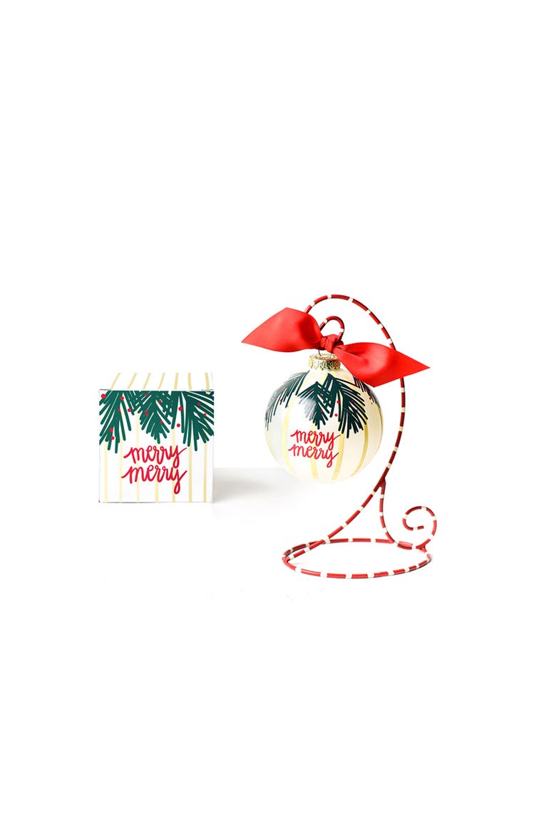 Balsam and Berry Glass Ornament with Red and White Stand, Main, color, White