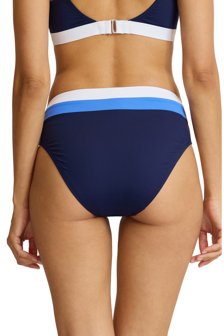 Sanibelle Colorblock High Waist Bikini Bottoms, Alternate, color, MARE NAVY