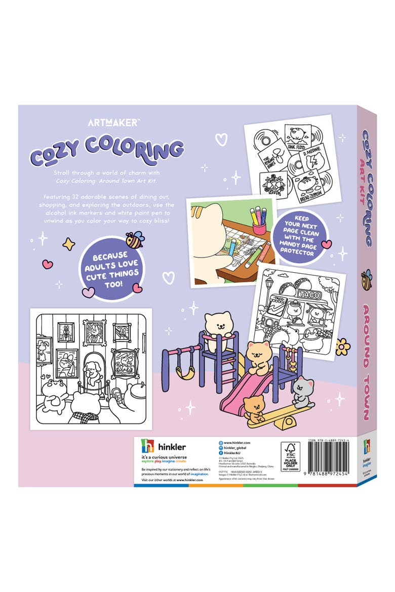 Cozy Coloring, Around Town Art Kit, 32 Page Adult Coloring Book Set, Alternate, color, Multicolored
