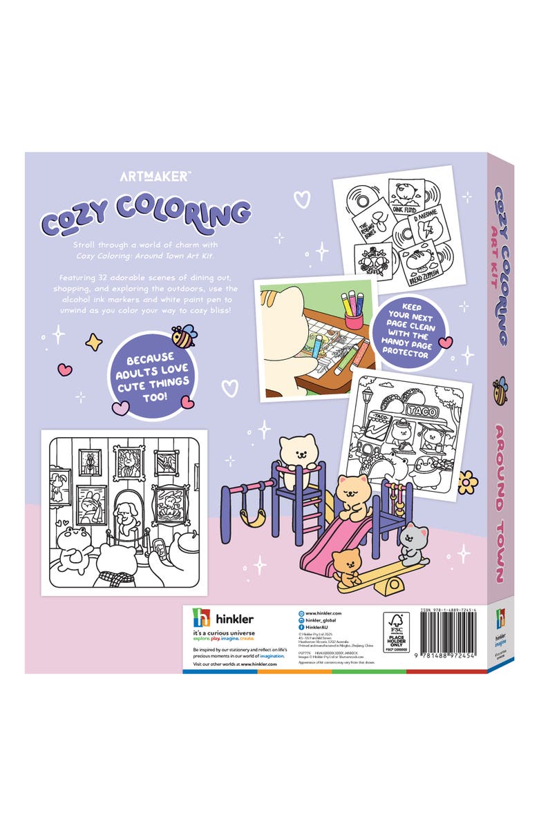 Art Maker Cozy Coloring, Around Town Art Kit, 32 Page Adult Coloring Book Set, Alternate, color, Multicolored
