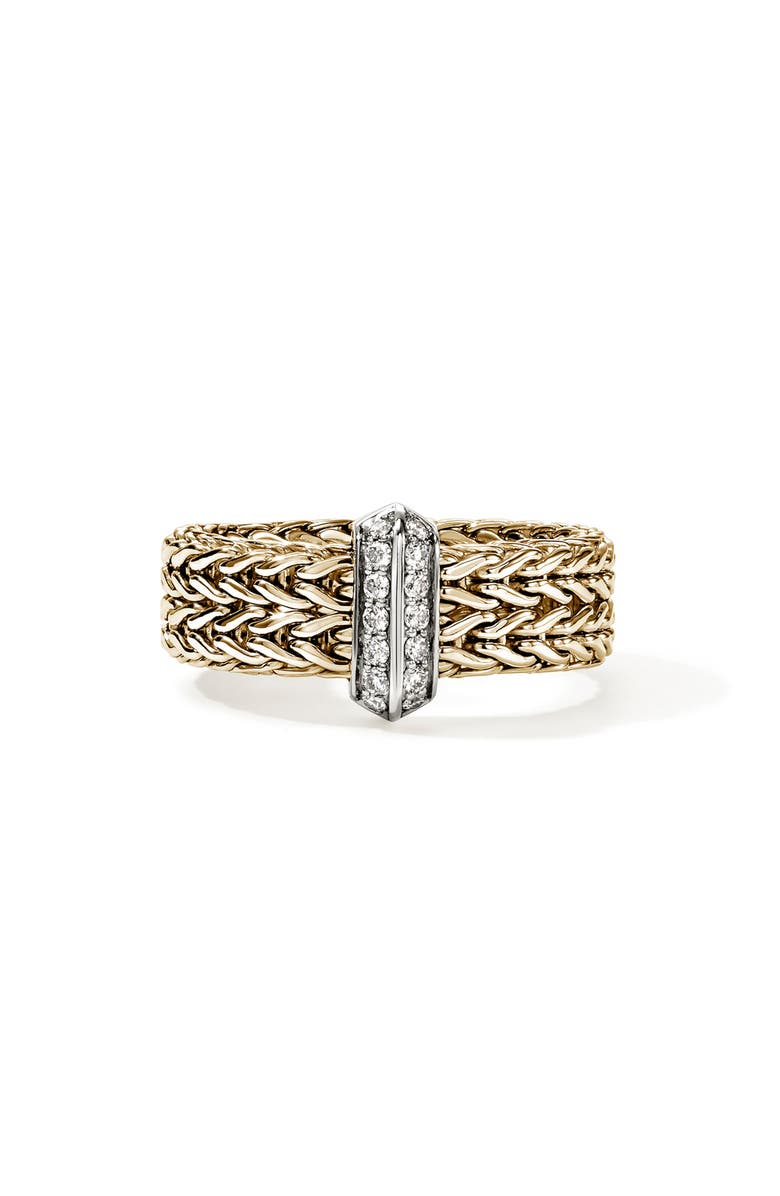 John Hardy Icon Link Ring with Diamonds, Main, color, Gold