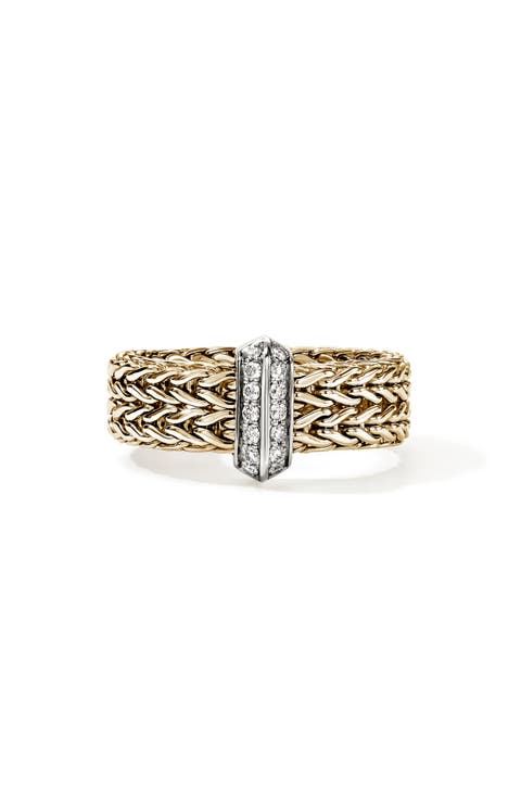Icon Link Ring with Diamonds