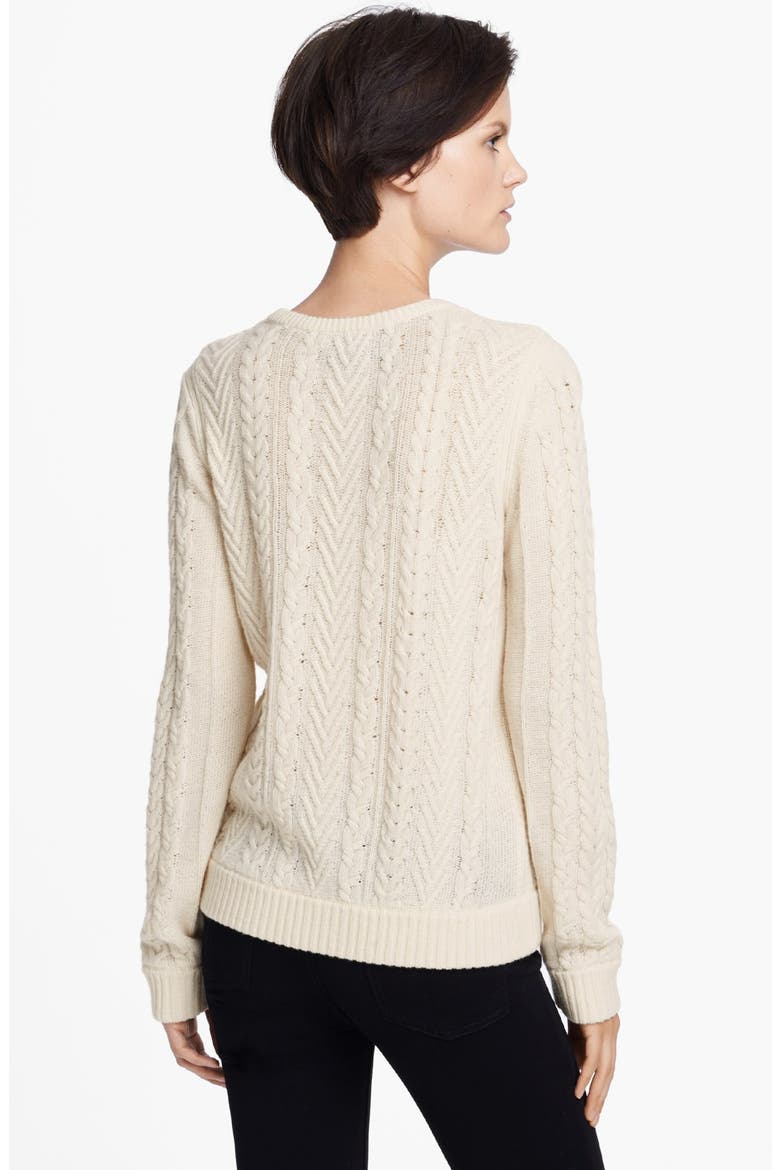 'Peyton' Cabled Sweater, Alternate, color, IVORY