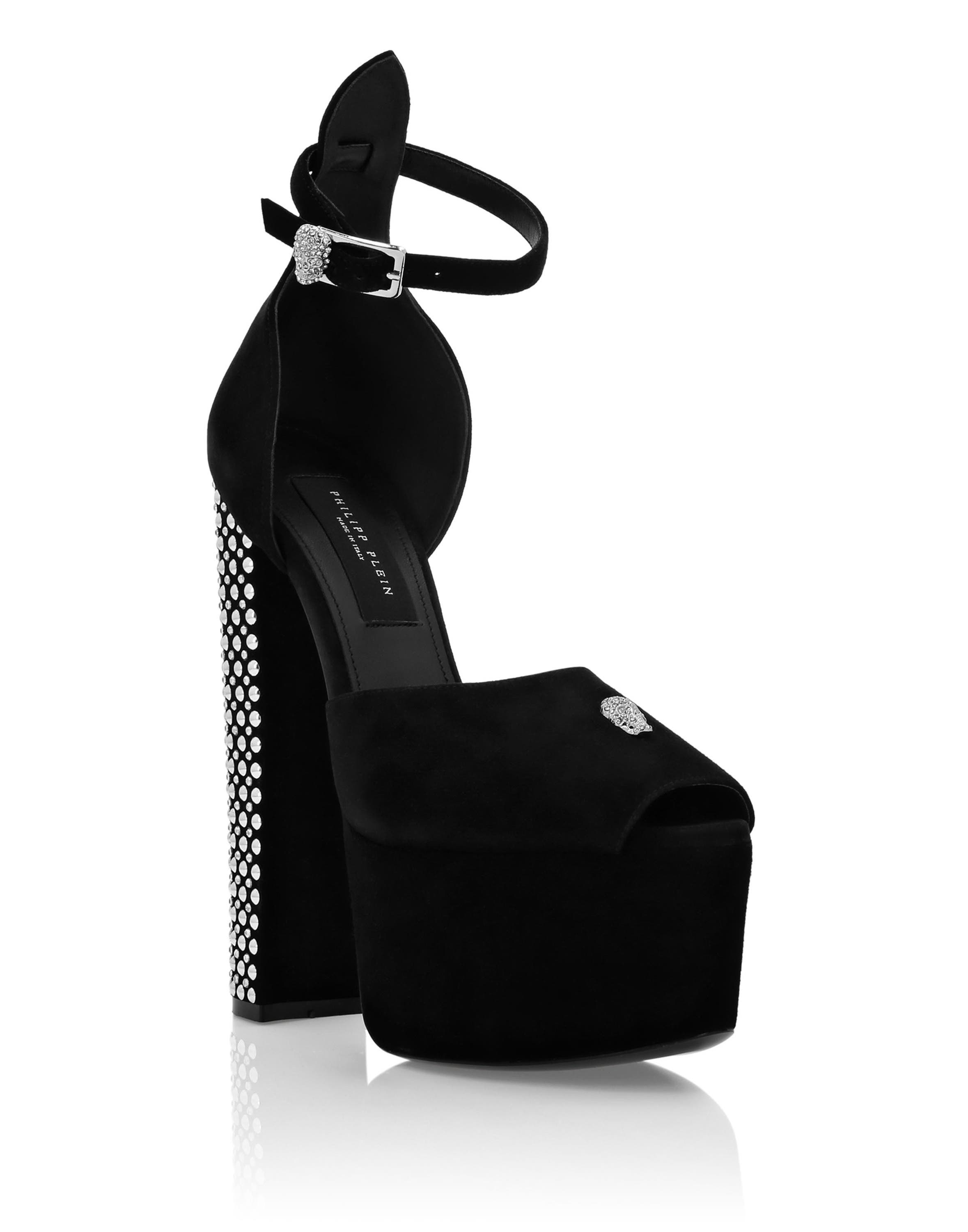 High Heel Platform Sandals Studs And Strass Women, Main, color, black
