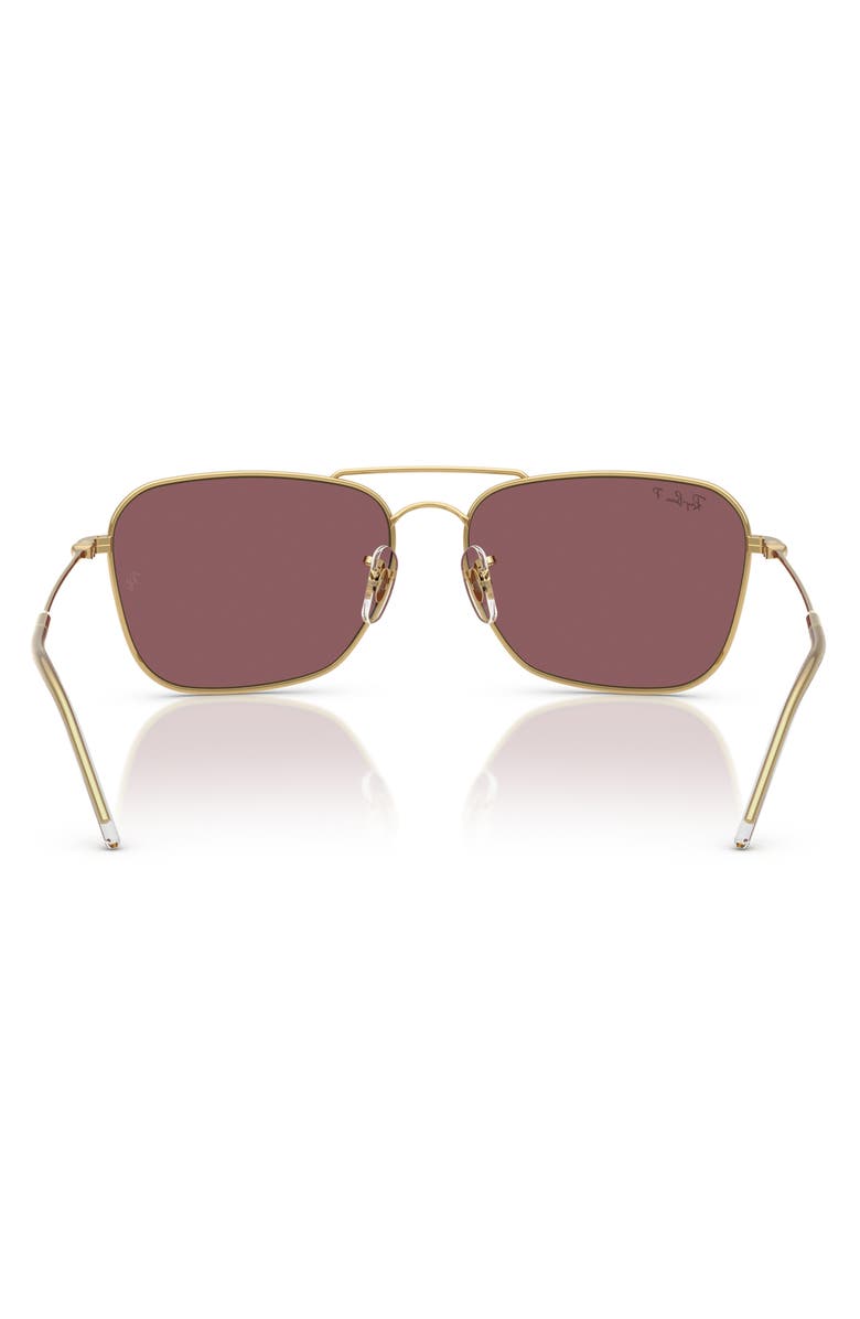 Ray-Ban Caravan Reverse 58mm Polarized Square Aviator Sunglasses, Alternate, color, Pink Gold