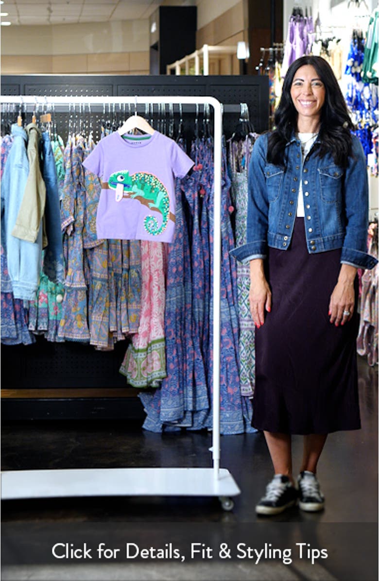 Kids' Chameleon Appliqué Zip Detail Cotton Graphic T-Shirt, sales video thumbnail