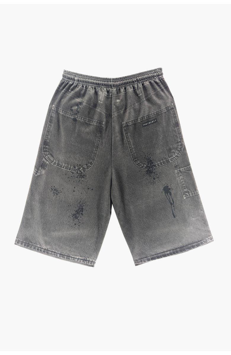 THE CELECT Jumbo Printed Denim Short, Alternate, color, Black