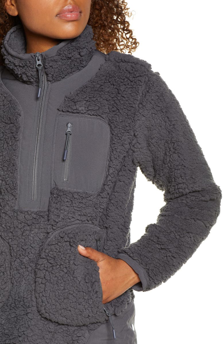 Zella Mix It Up Faux Shearling Half Zip Pullover, Alternate, color, 