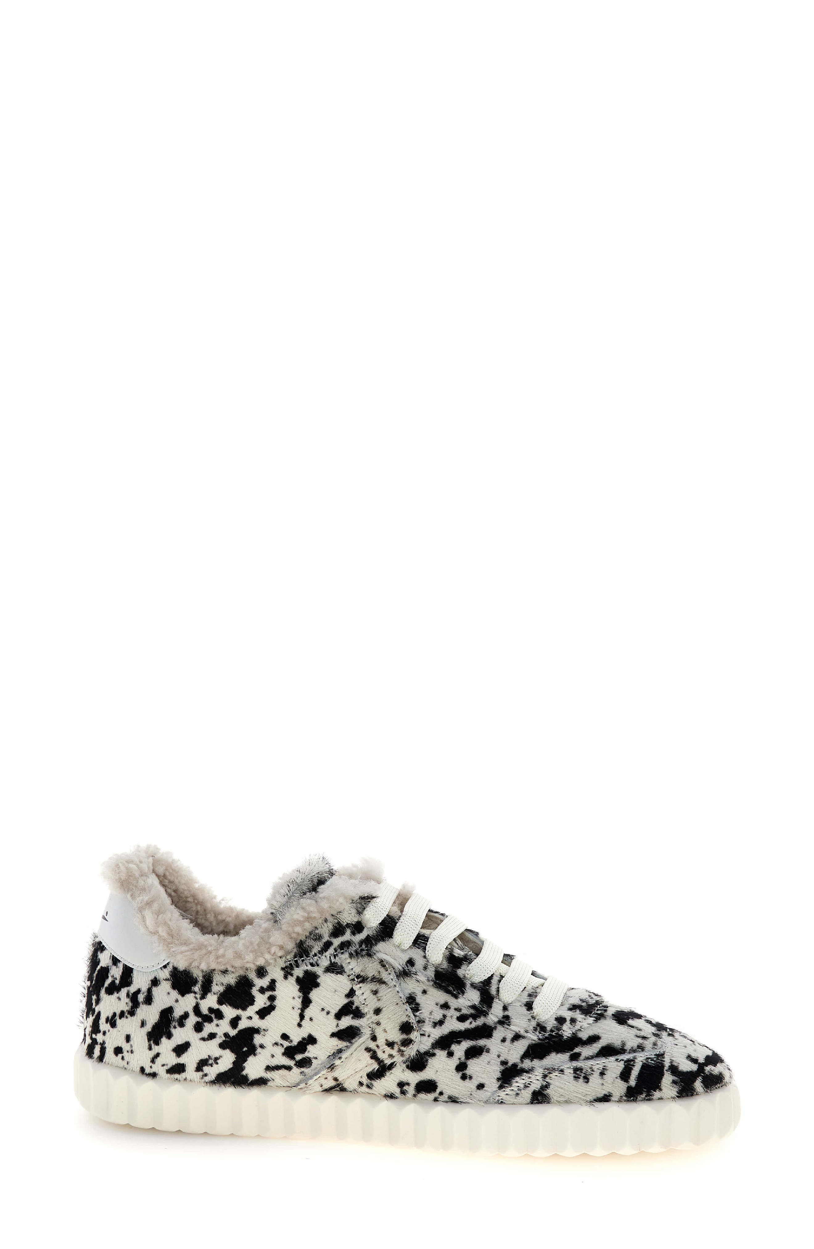 Voile Blanche Ines Genuine Calf Hair Sneaker, Alternate, color, Black White