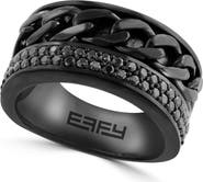 EFFY Men's Sterling Silver Pavé Black Spinel Band Ring
