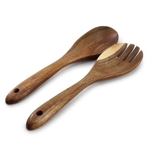 Megachef 6 Piece Acacia Wood Kitchen Utensil Set In Dark Brown In Brown