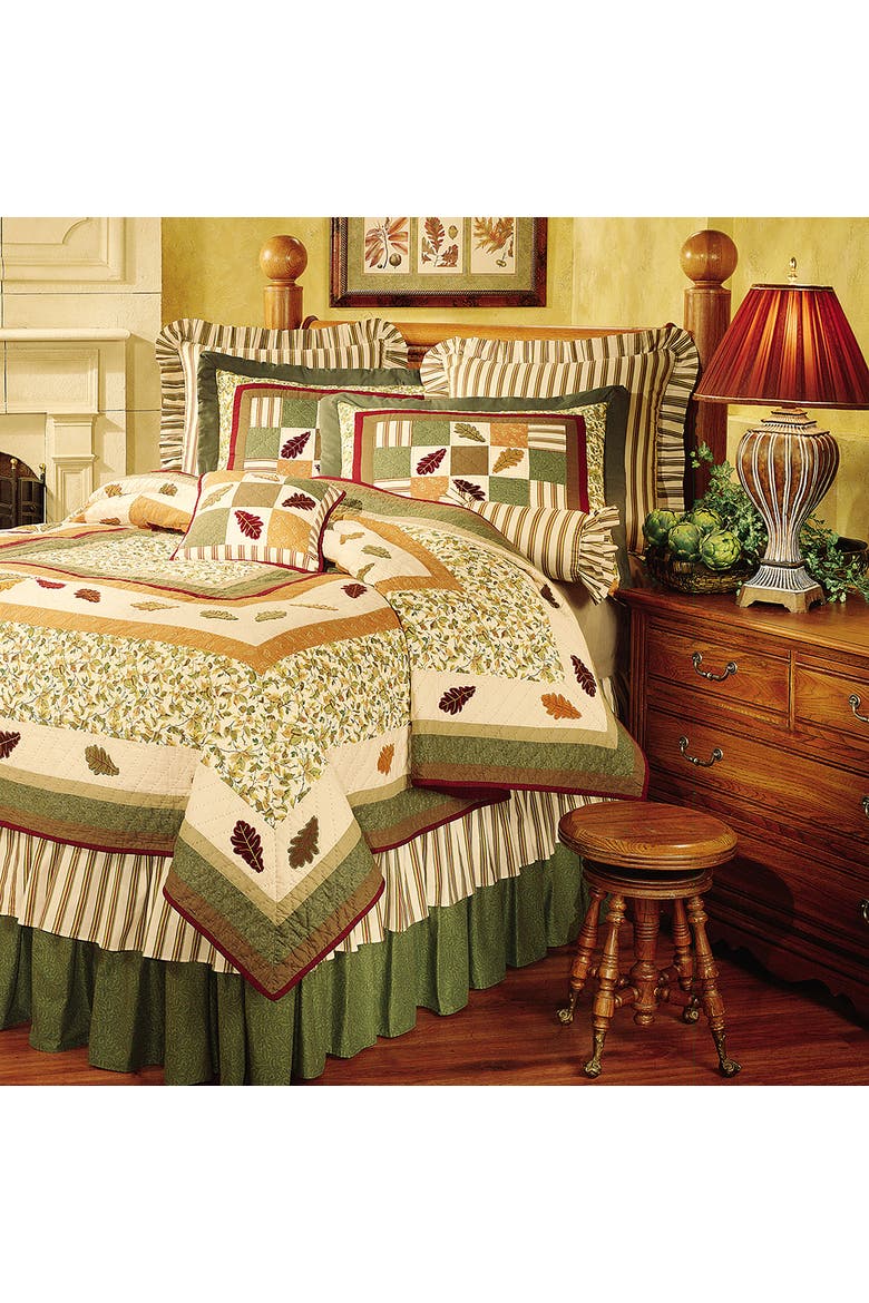 Falling Leaves Standard Pillow Sham 20" x 26", Alternate, color, Green
