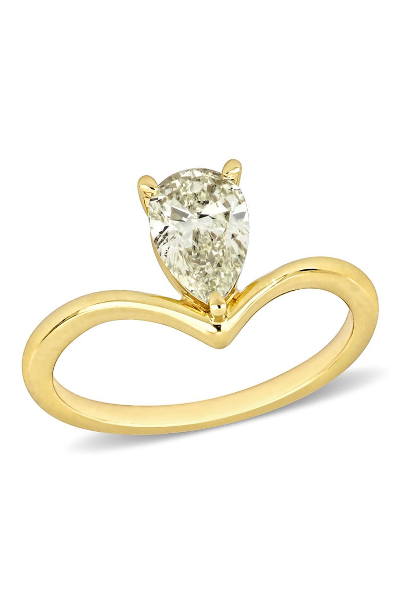 Diamond Pear-cut Solitaire Ring 14k, Main, color, 14K Yellow Gold