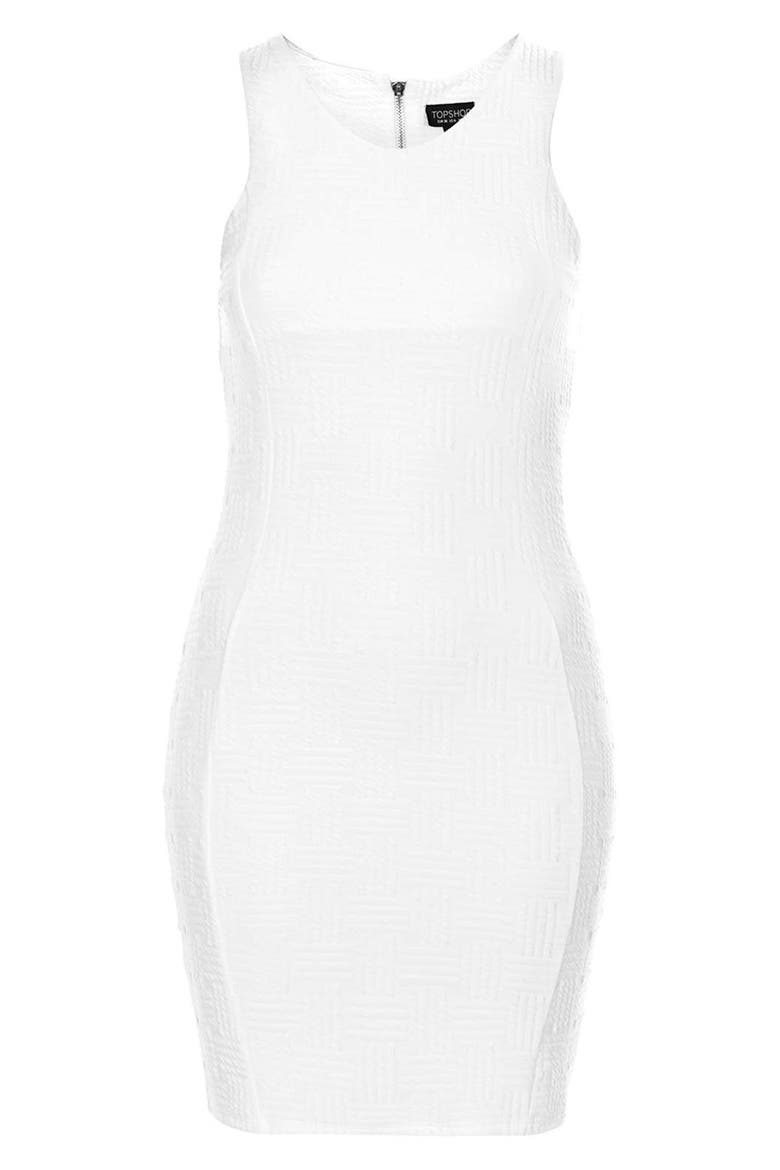 Jacquard Body-Con Dress, Alternate, color, WHITE