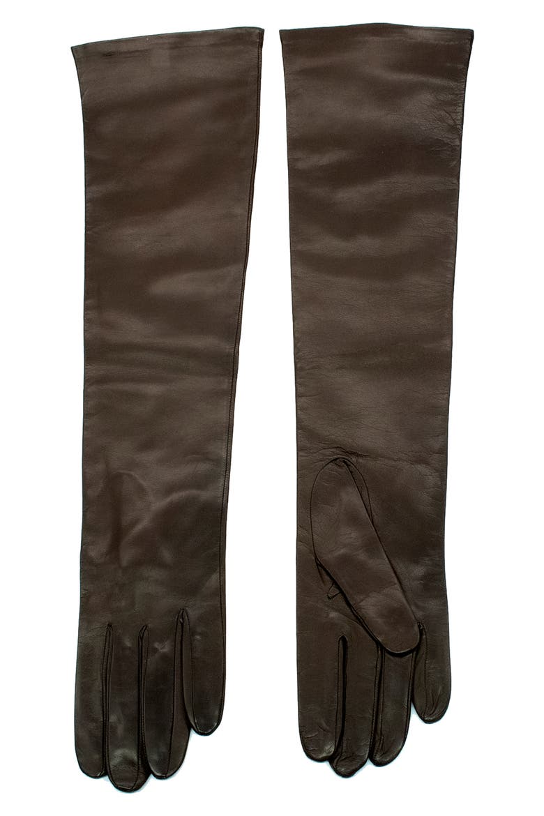 Silk Lined Nappa Leather Gloves, Main, color, TEAK