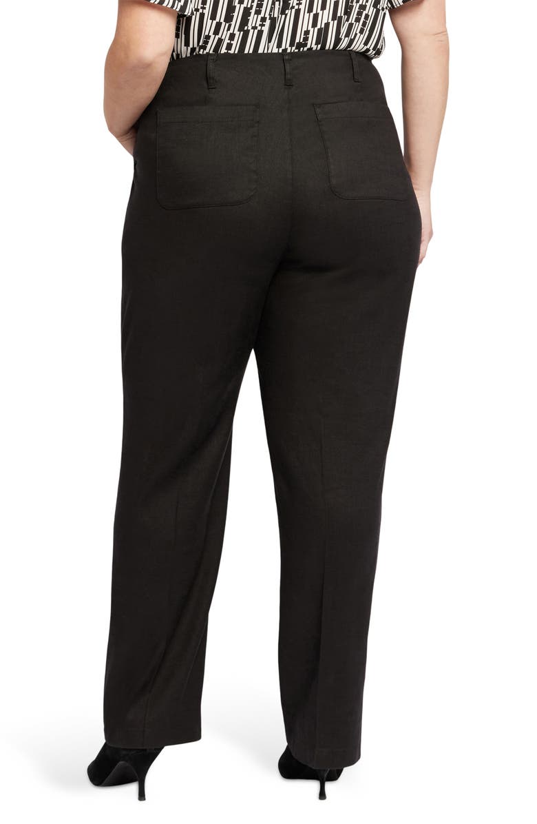 NYDJ Marilyn Straight Leg Linen Blend Trousers, Alternate, color, Black