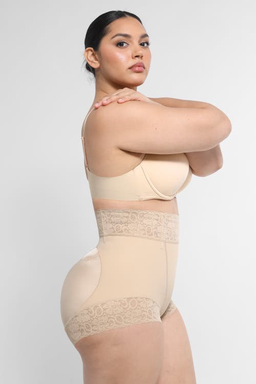 Shapellx Mid-rise Butt-lifting Shaper Panty In Warm Sand