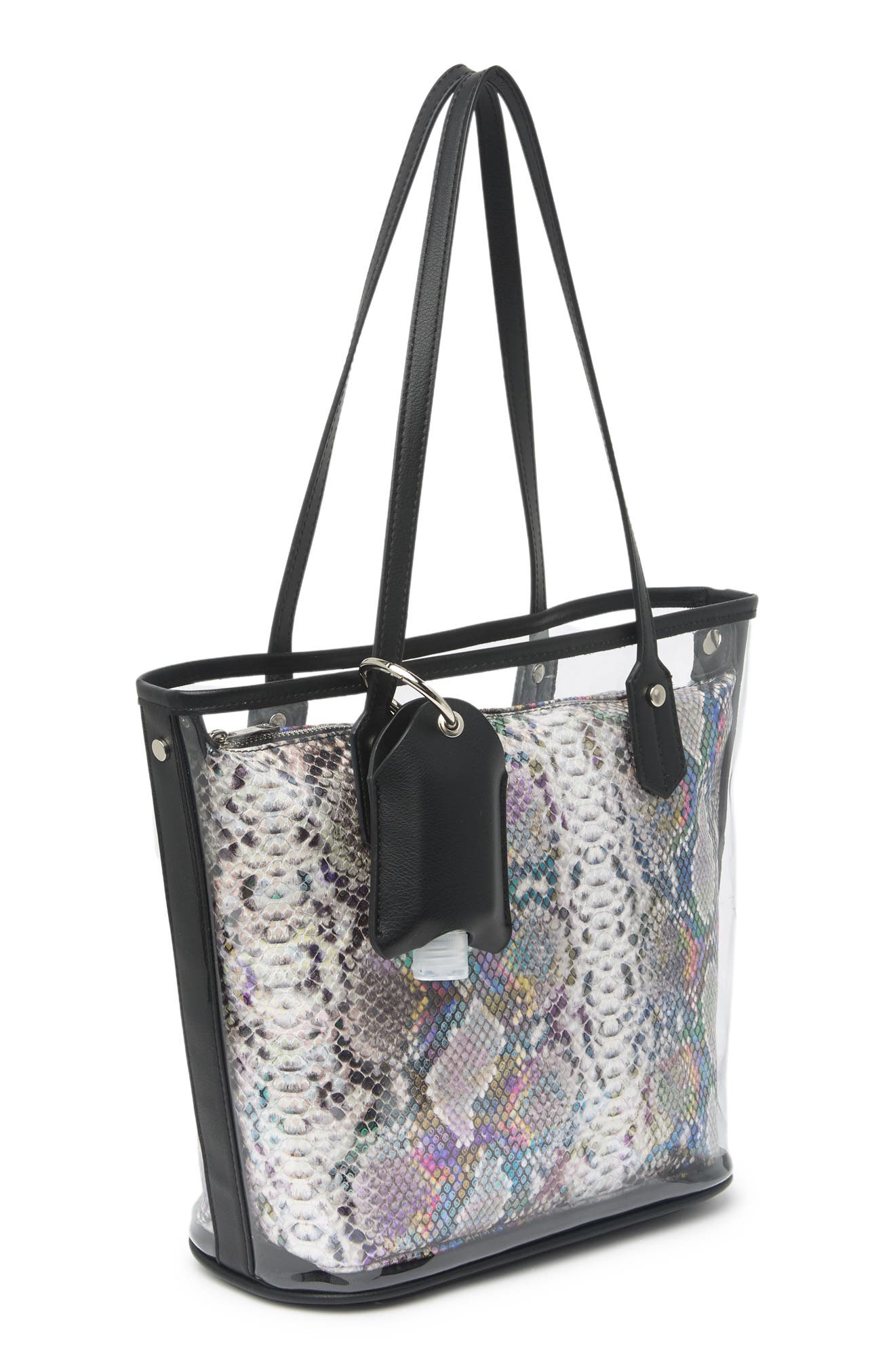 Madden Girl Snake Embossed Pouch & Transparent Tote Bag, Alternate, color, 