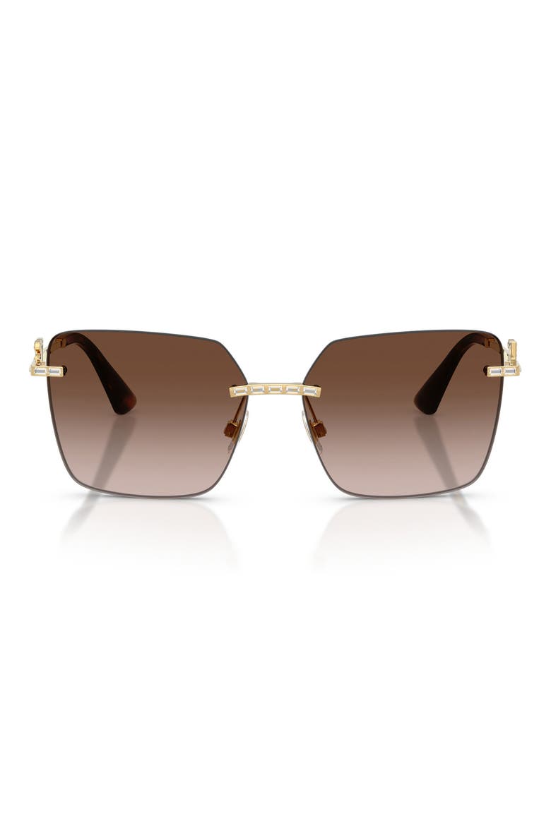 59mm Rimless Square Sunglasses, Main, color, GOLD / GRADIENT BROWN