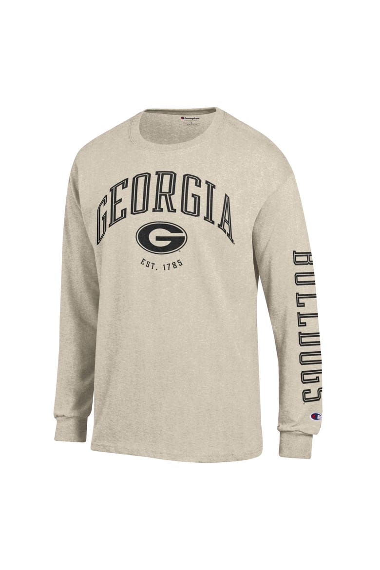 Men's Champion  Heather Oatmeal Georgia Bulldogs Neutral Arch Long-Sleeve T-Shirt, Alternate, color, Oatmeal