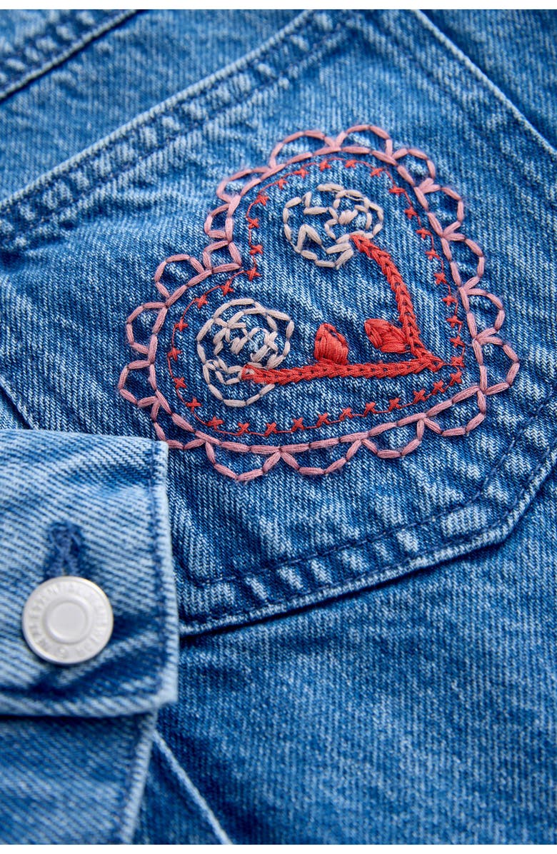 NEXT Kids' Embroidered Denim Jacket, Alternate, color, Blue