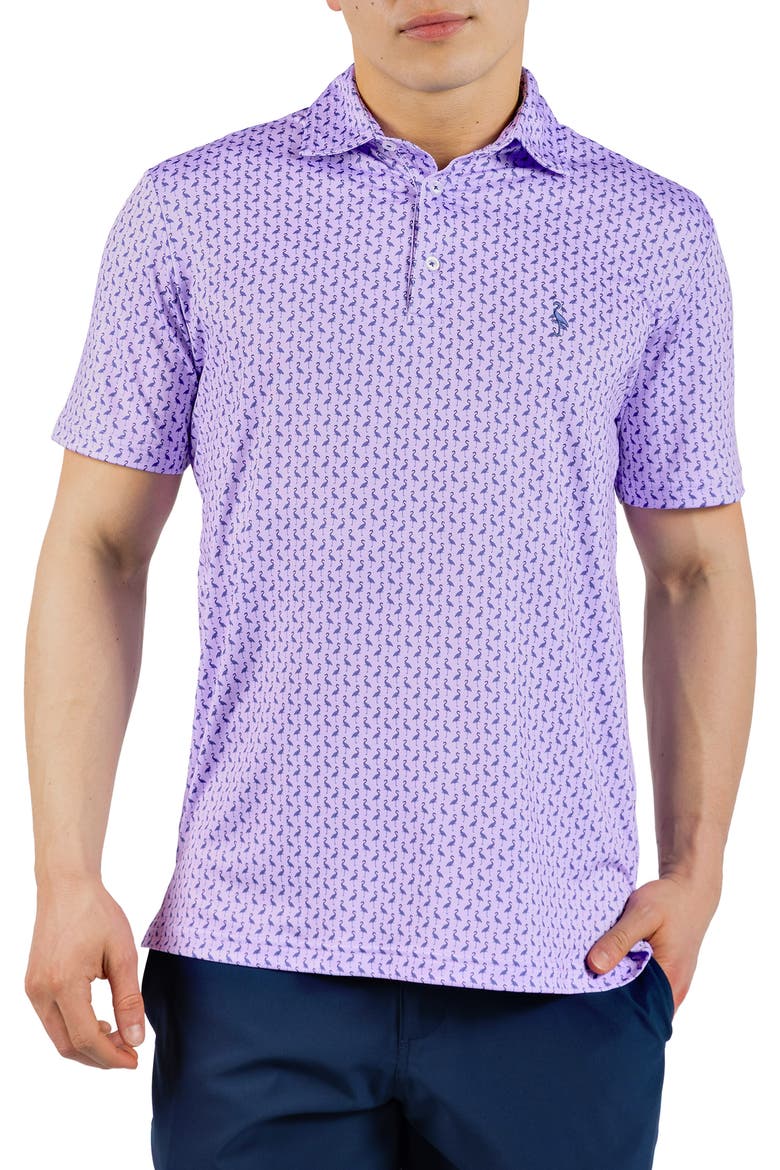 Byrds Print Performance Polo, Main, color, LILAC