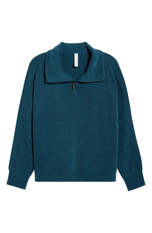 Zella Half Zip Waffle Stitch Sweatshirt In Blue
