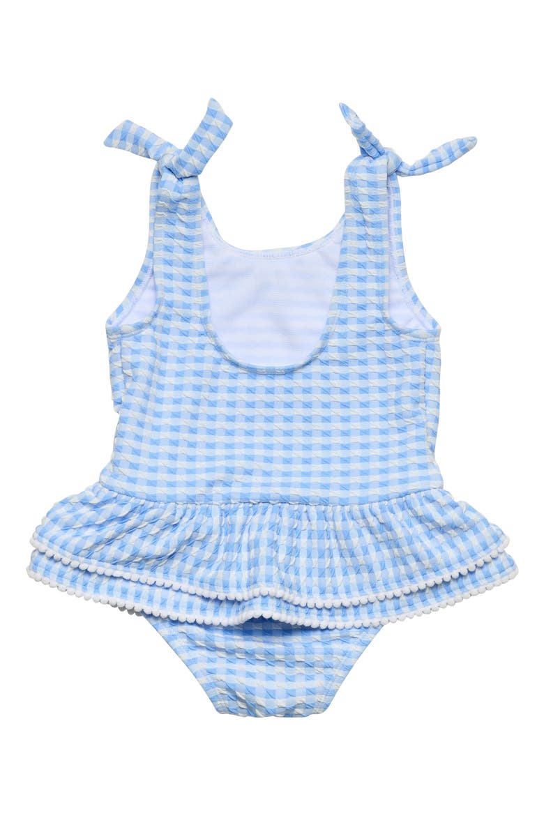 Seaside Gingham Skirted UPF 50+ One-Piece Swimsuit, Alternate, color, BLUE