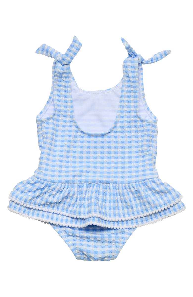 Snapper Rock Seaside Gingham Skirted UPF 50+ One-Piece Swimsuit, Alternate, color, Blue