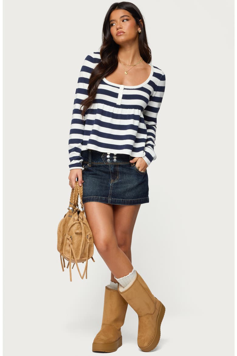 Fatama Denim Miniskirt, Alternate, color, DARK-BLUE