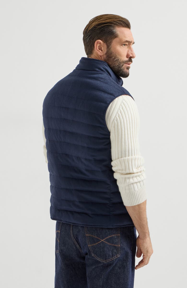 Brunello Cucinelli Cashmere flannel down vest, Alternate, color, Blue