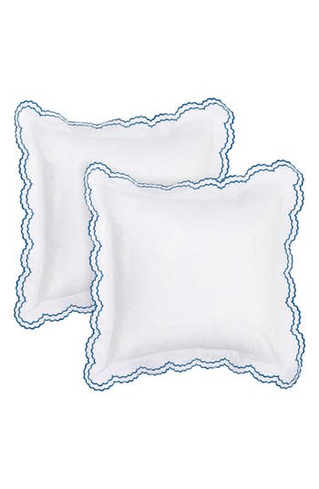Melange Home Embroidered Percale Crisp Cotton Double Scallopier Duvet Set In White