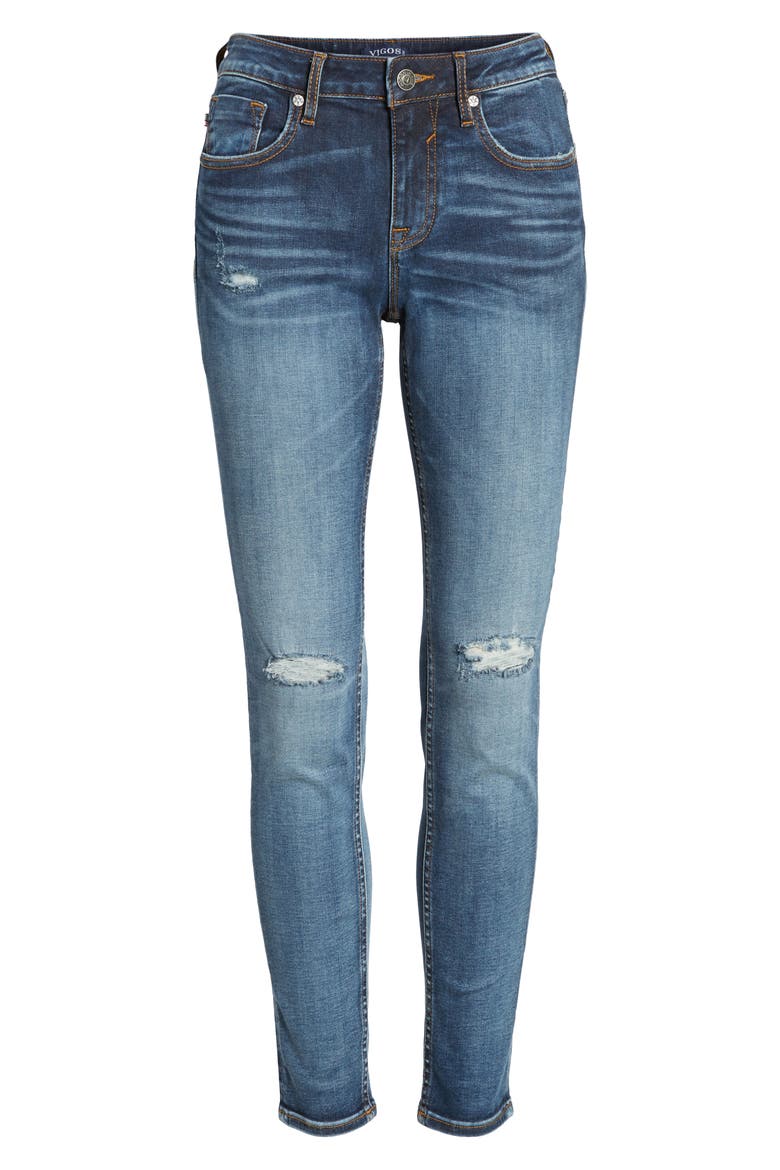 Jagger Ripped Skinny Jeans, Alternate, color, DARK WASH