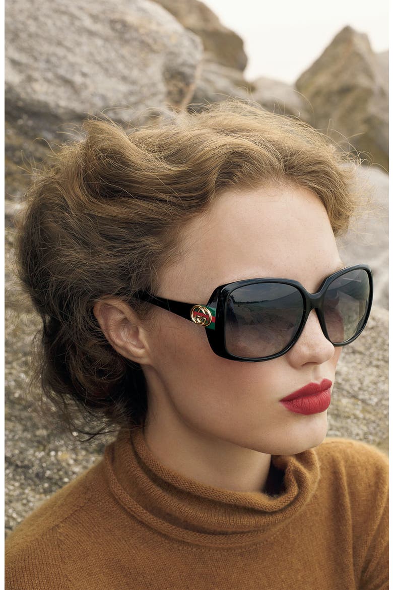 59mm Oversized Square Sunglasses, Alternate, color, BLACK