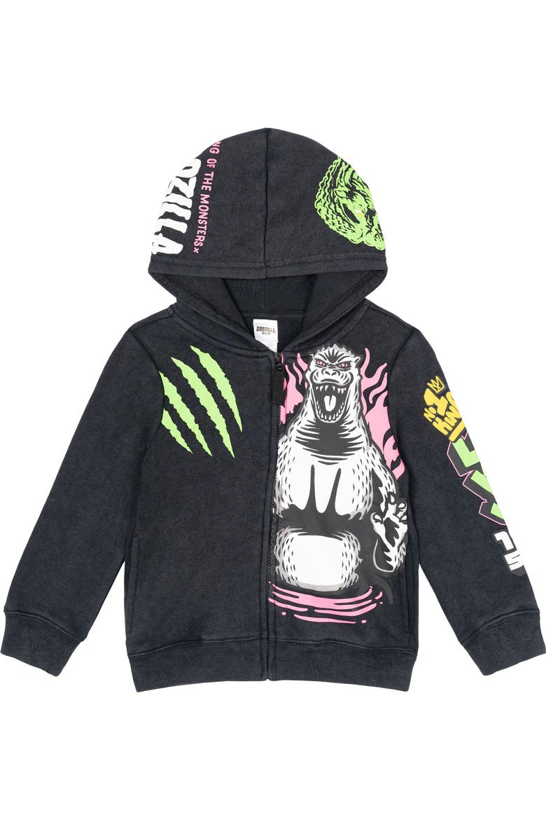 Fleece Zip Up Hoodie, Main, color, Godzilla Charcoal